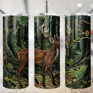 3D Deer Hunting Tumbler Wrap 20oz Outdoorsman Stag Buck Cup Design PNG  Fathers Day Hunter Sublimate File Quilled 20 oz Sublimation Transfer