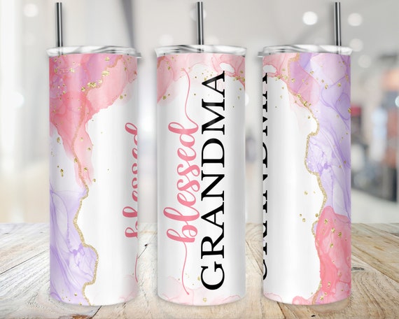 Blessed Grandma Tumbler Wrap Pastel Alcohol Ink Grandma PNG File Gift for Grandma Cup Wrap 20 oz Sublimation Skinny Wrap Digital Design