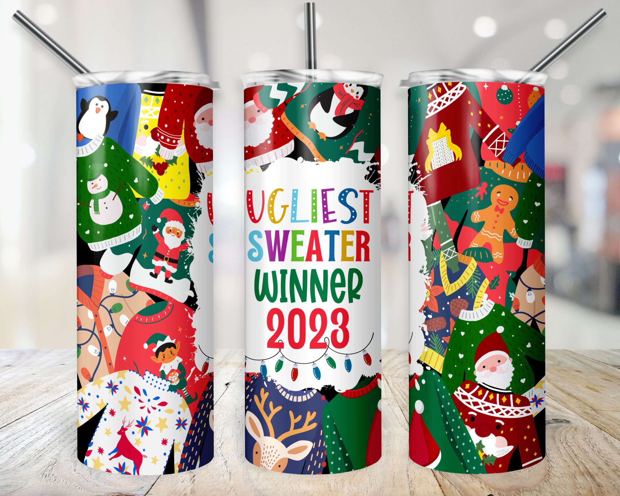 Skin Decal Wrap for Yeti Tumbler Rambler 30 oz Ugly Holiday Christmas  Sweater - Happy Holidays Sweater Red 01 (Tumbler NOT Included)