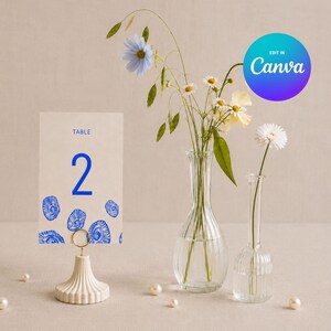 Coastal Wedding Table Number Cards | Blue Shell Wedding Decor | Beach Wedding Table Numbers | 4x6 Printable