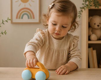 Voiture jouet imprimée en 3D, voiture à pousser Montessori, véhicule minimaliste pour tout-petits en plastique PLA