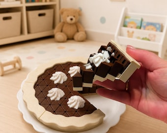 Toy Chocolate Tart Slices | Pretend Play Kitchen Dessert, Montessori Fine Motor Toy