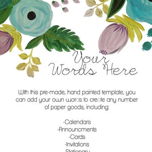 Teal Floral Template