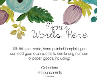 Teal Floral Template