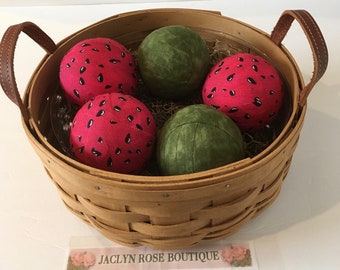 Rag ball bowl fillers, Watermelon rag ball bowl fillers, Watermelon bowl fillers,, Rag balls,  Watermelon ornies, Watermelon fabric balls