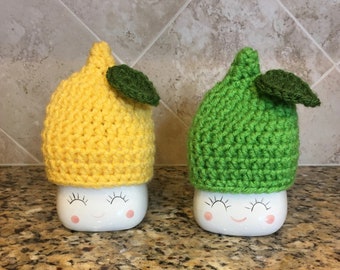 Marshmallow mug lemon hat, Marshmallow mug yellow lemon hat, Marshmallow mug hats, Lime marshmallow mug hat