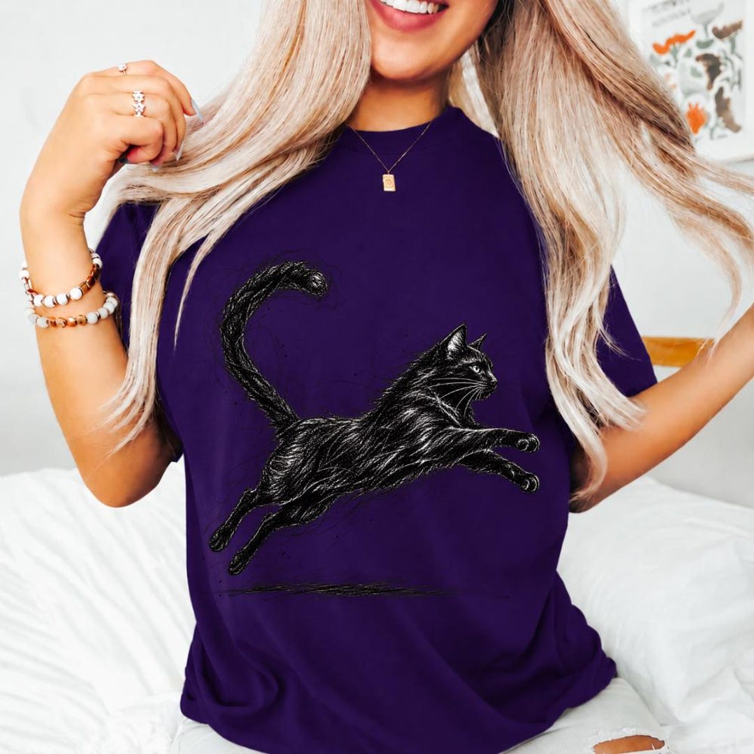 Illinois Rps Minimalist Black Cat Scribble Art T-shirt – Modern Sketch Graphic Tee ...