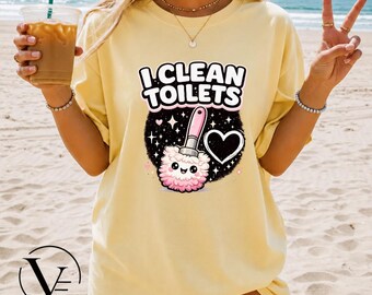 Maglietta "Pulisco i bagni", regalo divertente per il bidello, maglietta grafica di apprezzamento per chi lavora nelle pulizie.