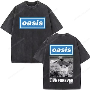 Oversized Oasis Rock Band T-Shirt – Vintage Washed 25 Tour Graphic Tee