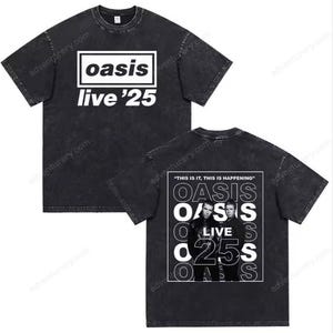 Oasis Live 2025 Tour Shirt – Vintage Washed Rock Band Oversized Tee