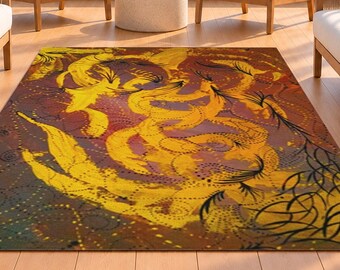 Golden Dragon Abstract Indoor / Outdoor Rug Terracotta Area Rug Original Designer