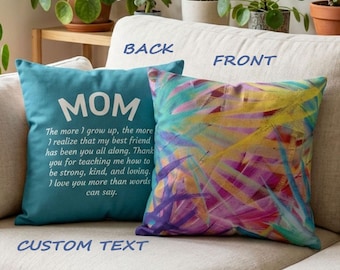Personalized Mom Pillow Cover Love Letter, Tropical Decorative Mother's Day Birthday Christmas Gifts by Original Artist