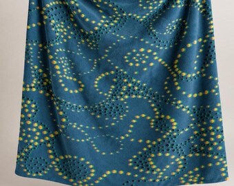 Swirl Dot Throw Blanket Dark Teal Velveteen Plush Blanket Abstract Golden Dotted Waves