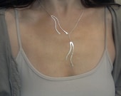 Keep it Flowing quot Necklace water jewelry motivational Lariat necklace Wave Necklace sea ocean jewelry Gift for Her unique statement necklace