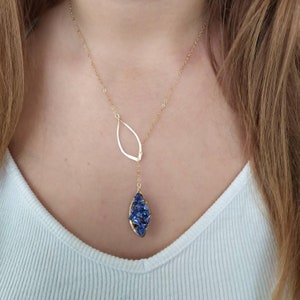 Sapphire Necklace Sapphire September Birthstone Necklace Leaf sapphire Necklace Mother's gifts Anniversary necklace gifts for her image 3