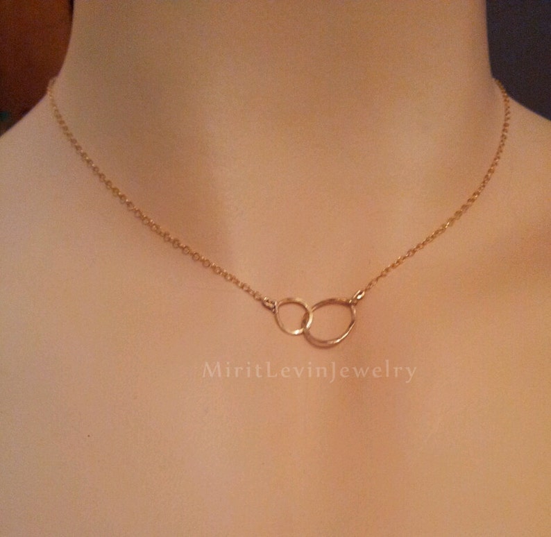Set of 2-3 Necklaces Mother Daughter Necklace Set Mother Daughter Jewelry interlocking circle Gold for Mom Daughter Gift image 2