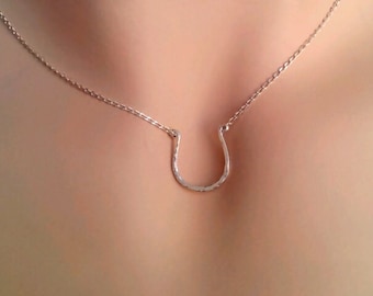 Mother's Gifts Horseshoe necklace - Sterling Silver or 14K Gold filled Travel  dainty choker Necklace Horseshoe jewelry    her    Gift