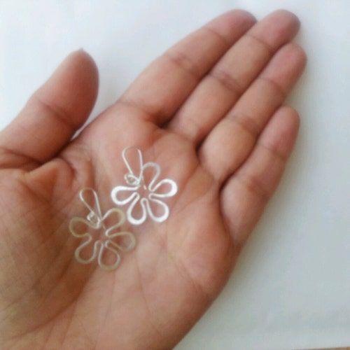 Flower selling Earrings, Sterling Silver, dangle, also in 14K Gold filled , for Her, her