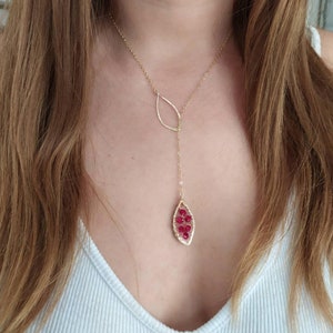 Ruby Necklace July Birthstone Jewelry, Ruby Birthstone Necklace for July Birthday, Ruby Jewelry Gift for Her, Mom, Wife, Birthstone Necklace