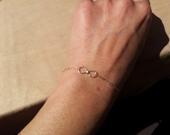 Infinity Bracelet 14K Gold filled / Sterling Silver tiny Infinity Charm Bracelet   for for Her  Delicate bracelet gold  chain