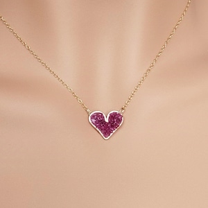 Ruby Necklace 18K Gold filled, Handmade Heart Pendant, Ruby Jewelry for Women, July Birthstone, Anniversary, Birthday Gift for Her