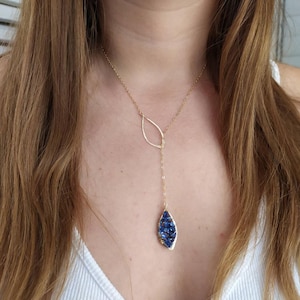 Sapphire Necklace Sapphire September Birthstone Necklace Leaf sapphire Necklace Mother's gifts Anniversary necklace gifts for her image 1
