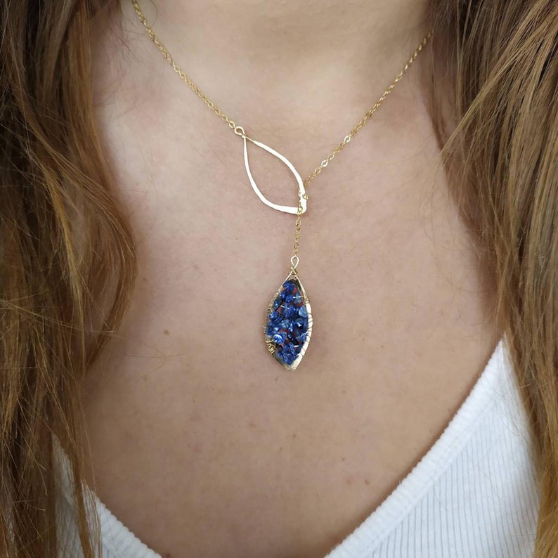 Sapphire Necklace Sapphire September Birthstone Necklace Leaf sapphire Necklace Mother's gifts Anniversary necklace gifts for her image 4