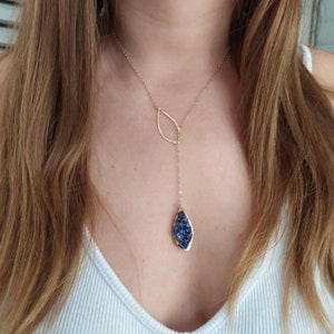 Sapphire Necklace Sapphire September Birthstone Necklace Leaf sapphire Necklace Mother's gifts Anniversary necklace gifts for her image 5