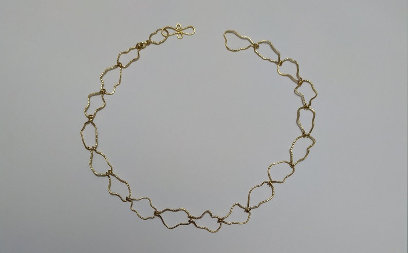 Mothers Day Gift Handmade chain choker necklace Gold link necklace,OOAK link necklace for Women in 14K Gold filled,organic abstract chunky
