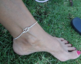 Love knot Anklet / Bracelet  Gold Filled or Sterling Silver  celtic knot bracelet /anklet  summer fashion   for her    Gift