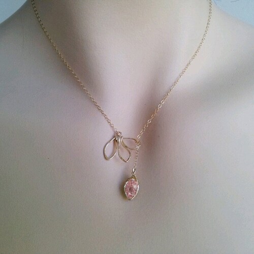 Rose Quartz Necklaceraw Rose Quartz Jewelry for Women Gold Etsy