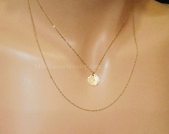 Layered gold necklace Double two strand Necklace 2 Tier chain Gold filled necklace layering necklaces for women