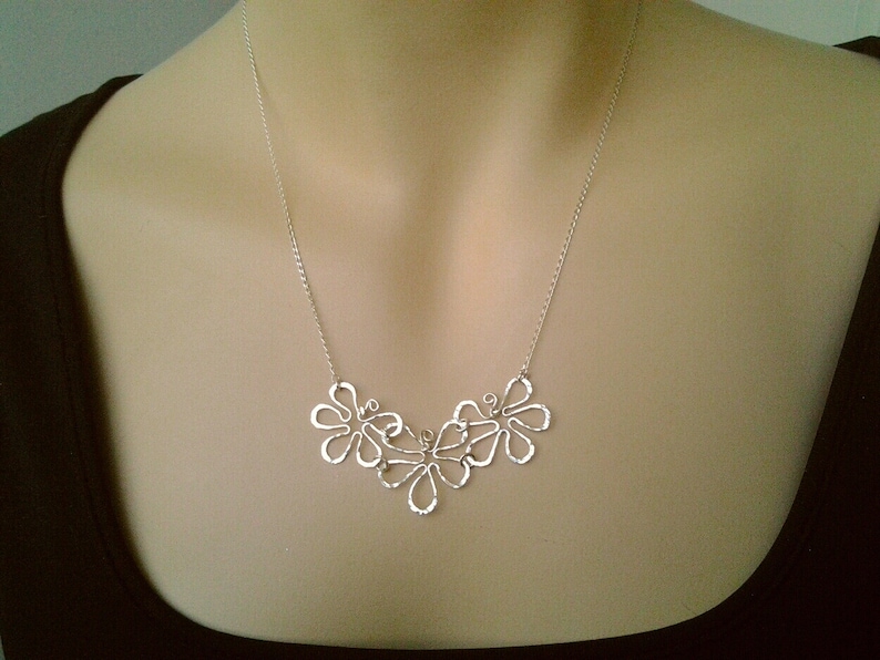 Floral necklace flower jewelry Gift statement bib handmade woodland anniversary Nature statement strand Mothers Day Gift Flowers necklace