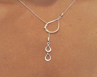 3 Tears Necklace Tears of joy" Silver tear drops Lariat  necklace  charm tears  relationship  love  herister  mom of two    Gift