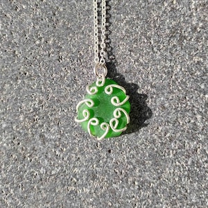 Green Sea Glass Necklace Sterling Silver Gift for Beach Lovers Ocean Jewelry Gift