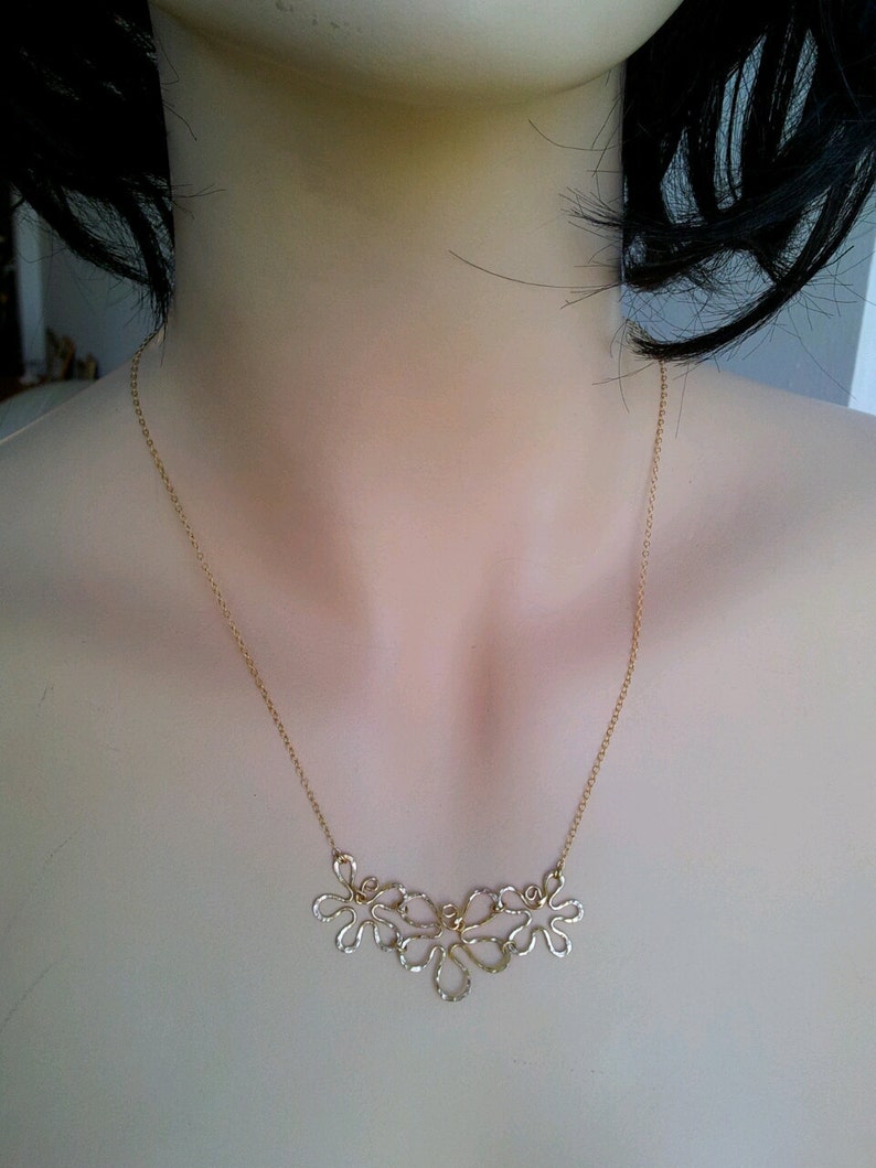 Floral necklace flower jewelry Gift statement bib handmade woodland anniversary Nature statement strand Mothers Day Gift Flowers necklace
