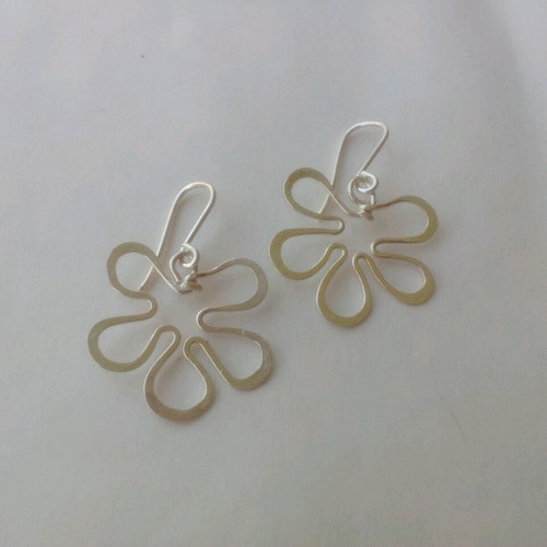 Flower selling Earrings, Sterling Silver, dangle, also in 14K Gold filled , for Her, her