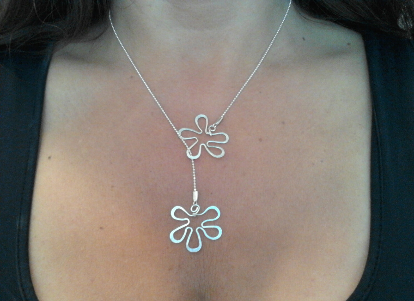 Flower Necklace Sterling Silver / Goldsilver Flower Necklace Etsy