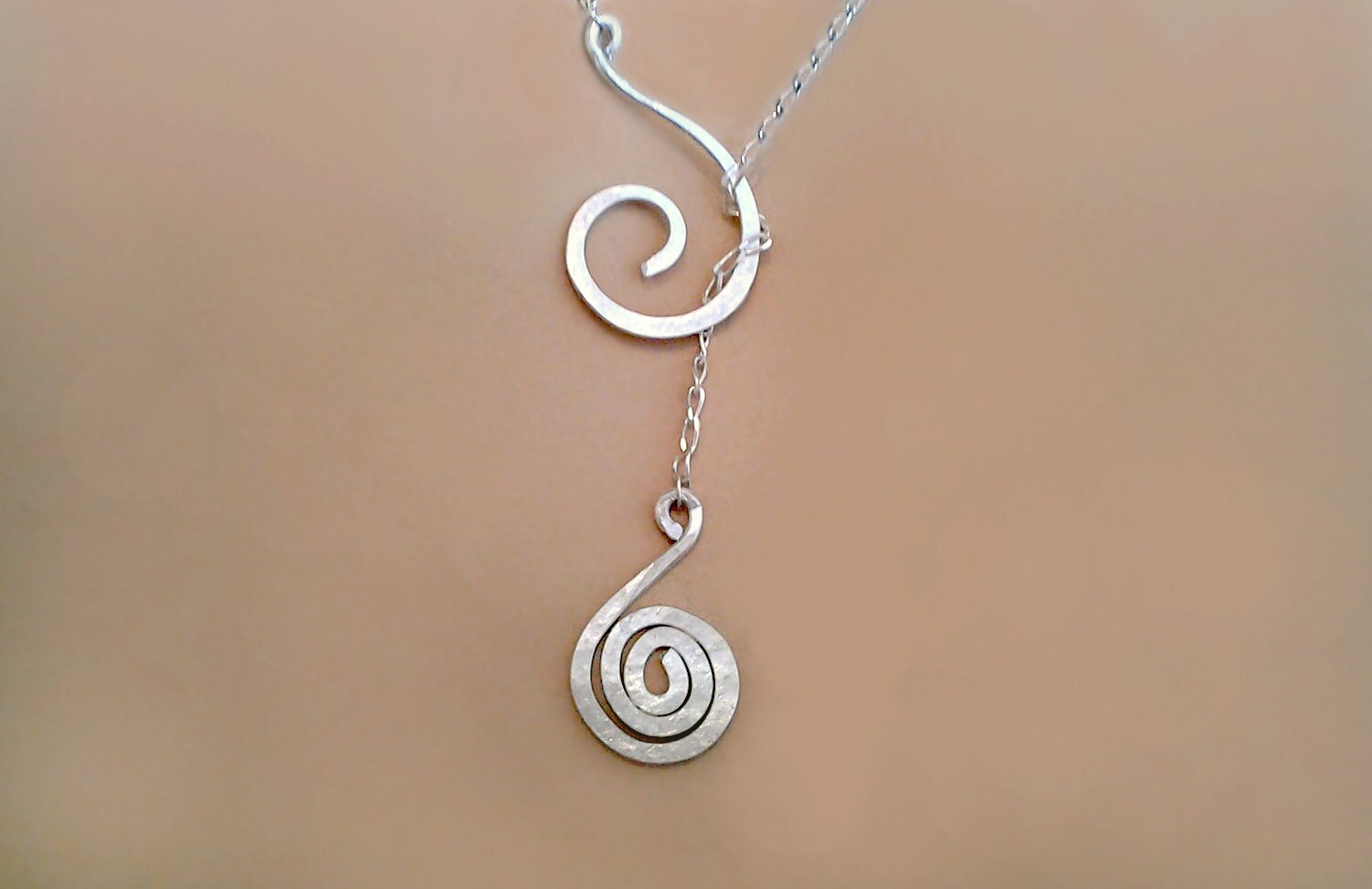 Spiral necklace Lariat Necklace with Special meaning Silver Etsy