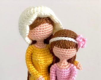 Mother & Daughter Amigurumi Crochet Pattern Tutorial - Willow Tree Inspired fiber art doll family Mother's Day handmade diy craft gift idea