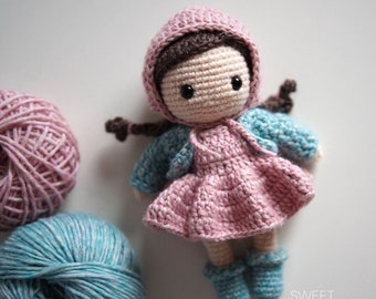 Cottage Doll Crochet PDF Pattern · No-Sew Amigurumi Ragdoll Body Base Tutorial with Removable Clothes Accessories · Pretend Play Dress Up