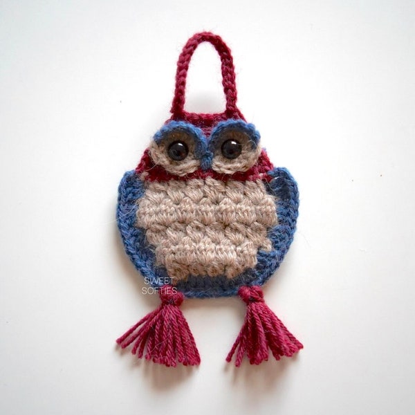 Woodland Owl Pouch Crochet Pattern · No-Sew DIY Yarn Fiber Art Tutorial Small Mini Bag No Sew Cute Whimsical Forest Mori Girl Accessory