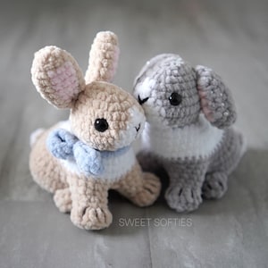 Schema all'uncinetto per il coniglio realistico Honey Bunny · Tutorial per amigurumi per realizzare una coperta di velluto di peluche a bassa cucitura, in filato, bambola animale del bosco per bambini