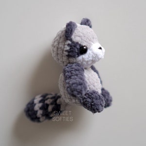 Pocket Raccoon Crochet Pattern Amigurumi PDF Tutorial Baby Stuffed Animal Keychain Charm Easy Beginner Unisex Boys Girls Kids Cute Toy image 1