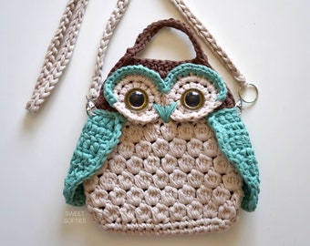 Mountain Owl Bag Crochet Pattern · No-Sew DIY Yarn Fiber Art Tutorial Pouch Crossbody No Sew Whimsical Forest woodland Mori Girl Accessory