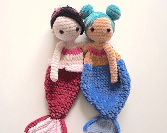 Mermaid Ragdoll Lovey Amigurumi Crochet Pattern · DIY Tutorial Chunky Blanket Yarn Easy Beginner Cute Gift Cuddler Security Blanket