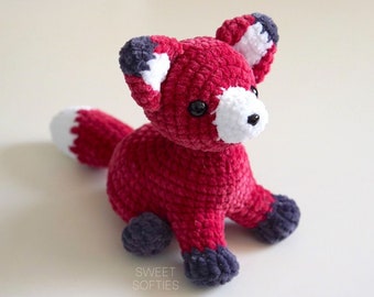 Firefox the Realistic Fox Crochet Pattern · Amigurumi Tutorial Low Sew Plush Velvet Blanket Yarn Kitsune Vixen Woodland Animal Doll for Kids