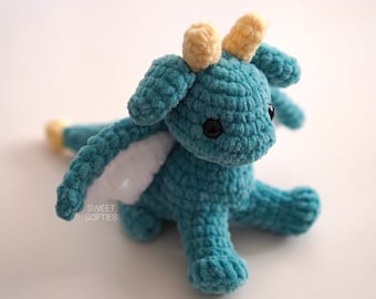 Druk de Draak haakpatroon · Amigurumi-instructie Laag naai realistisch zittende sploothouding pluche fluwelen deken garen fantasiewezen dier