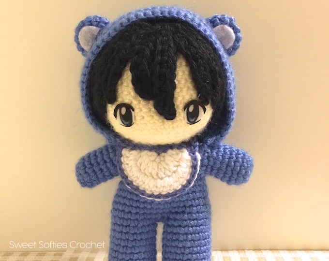 Baby in Bear Onesie Amigurumi Crochet Japanese Anime Doll Pattern, 2in1 DEAL 6 Chibi Doll Base