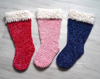 Velvet & Fur CHRISTMAS STOCKING Free Crochet Pattern (DIY Tutorial quick easy yarn holiday craft no sew one piece kids family handmade)